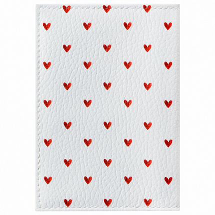 Обложка для паспорта натуральная кожа флоттер, принт "Сердечки", цвет белый, BRAUBERG, 238866