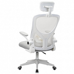 Кресло CROMEX (КРОМЕКС) "Dynamic CH-699", откидные подлокотники, пластик белый, сетка/ткань TW, серое, 533070