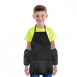 Фартук с нарукавниками для уроков труда ПИФАГОР, 3 кармана, стандартный размер, 44x55 см, черный, 273755