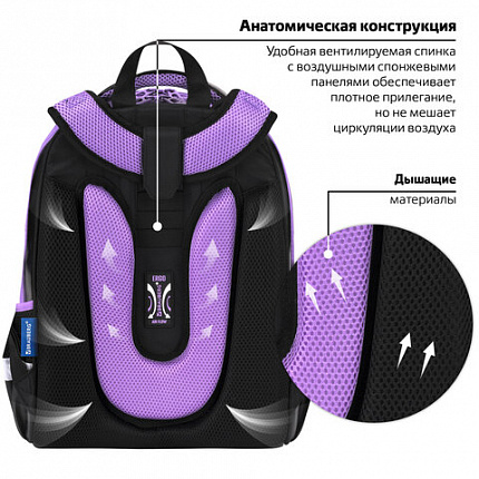 Ранец BRAUBERG SHINY, 2 отделения, с брелком, "Милая мордочка", 38х28х14 см, 273142