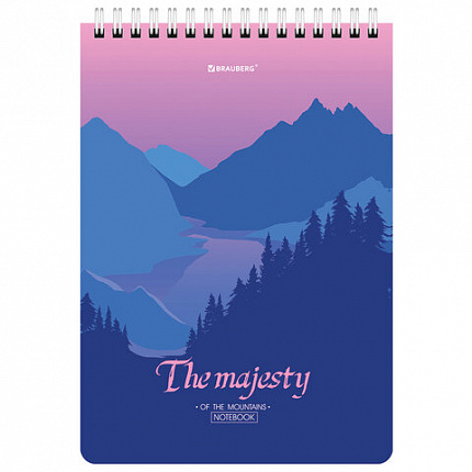 Блокнот А5 (146х206 мм), 80 л., гребень, картон, клетка, BRAUBERG, "Majesty", 114373