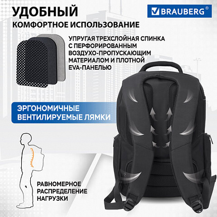 Рюкзак BRAUBERG FUNCTIONAL с отделением для ноутбука, 2 отделения, карман-антивор, "Patrol", 47х30х13 см, 224444
