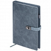 Ежедневник недатированный А5 152х220 мм BRAUBERG "Sirius", под кожу, застежка 160 л., серый, 116214