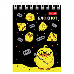 Блокнот МАЛЫЙ ФОРМАТ А7, 60 л., гребень, картон, клетка, HATBER, "Утиные истории", 081168, 60Б7В1гр