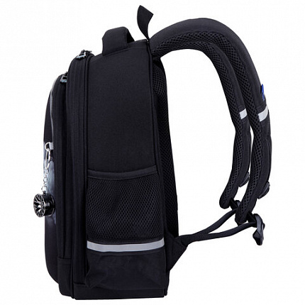 Ранец BRAUBERG STABLE, 2 отделения, с брелком, "Smoky car", LED-ЛАМПОЧКИ, 36х28х16 см, 274389