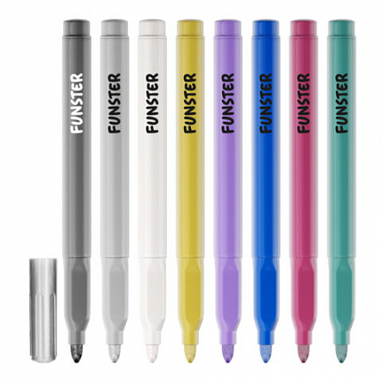 Фломастеры FUNSTER (ФАНСТЕР) "METALLIC" 8 цветов металлик, ударопрочный наконечник, 152630