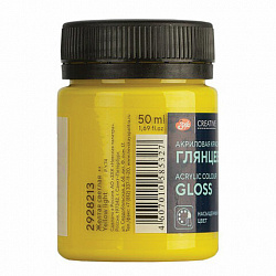 Краска акриловая глянцевая "Декола", банка 50 мл, желтая светлая, Невская Палитра, 2928213