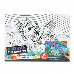 Картина детская по контуру, АССОРТИ 7 видов, 15х20 см, на подрамнике, акрил, кисти, МУЛЬТИ АРТ, 5896