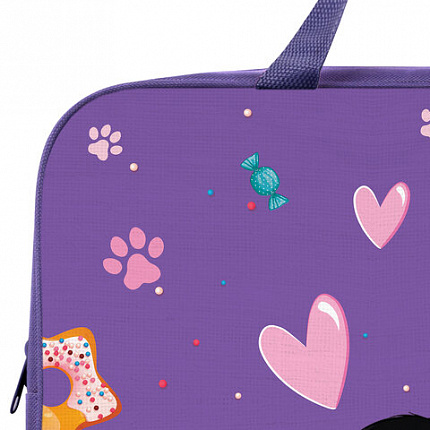 Папка на молнии с ручками BRAUBERG KIDS А4, 1 отделение, полиэстер, 80 мм, "Sweet cheeks", 272120