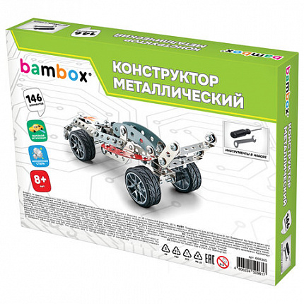 Конструктор металлический "Гоночный болид", с подвижными деталями, 146 элементов, BAMBOX (БАМБОКС), 666365