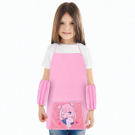 Набор для уроков труда ЮНЛАНДИЯ, клеенка ПВХ, фартук с нарукавниками, Anime pals, 273743