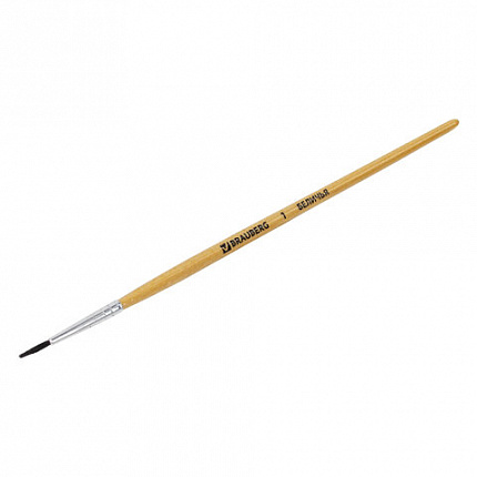 Кисть BRAUBERG, белка, круглая, № 1, 200178