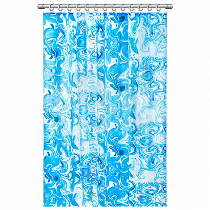 Шторка для ванной ПОЛИЭСТЕР, 180х200 см, кольца в комплекте, ГОЛУБЫЕ ВОЛНЫ, PRIMILA (ПРИМИЛА), 700083