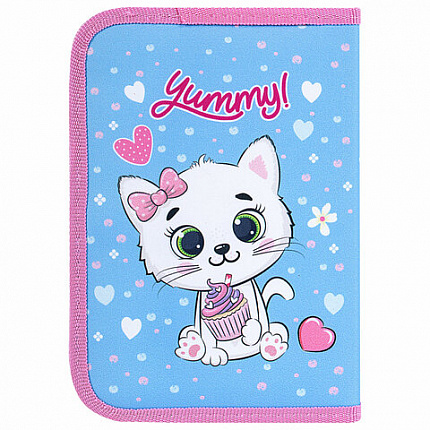 Пенал ПИФАГОР, 1 отделение 2 откидные планки, полиэстер, 20х14 см, "Yummy Cupcakes", 271512