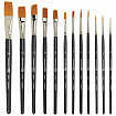 Кисти художественные набор 12 шт. в черном пенале, синтетика, BRAUBERG ART CLASSIC, № 0-20, 200967