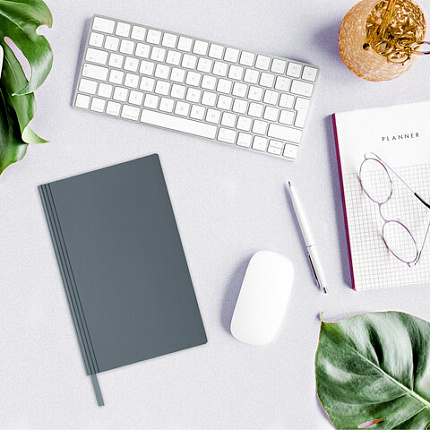 Блокнот А5 138x213 мм, BRAUBERG "Personal", под кожу, 80 листов, клетка, серый, 116612