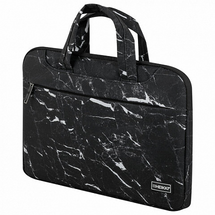 Сумка портфель HEIKKI STYLE (ХЕЙКИ) с отделением для ноутбука 13-14", 3 кармана, черная, 26х36х3 см, 272606