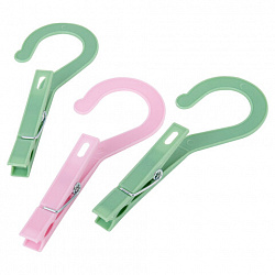 Прищепки бельевые с крючком 13 см, КОМПЛЕКТ 10 штук, пластик, ассорти, PRIMILA (ПРИМИЛА) EXTRA, 700519