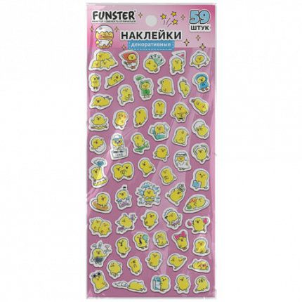 Наклейки декоративные "Настроение", 17,5х9 см, ассорти 4 вида, FUNSTER (ФАНСТЕР), 666098