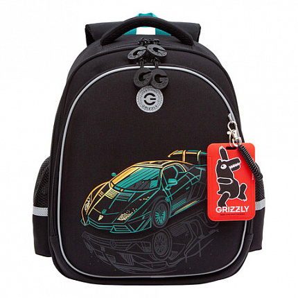 Ранец GRIZZLY анатомическая спинка, c бейджем, для мальчиков, "THE COOLEST", 36х28х20 см, RAz-587-9/1