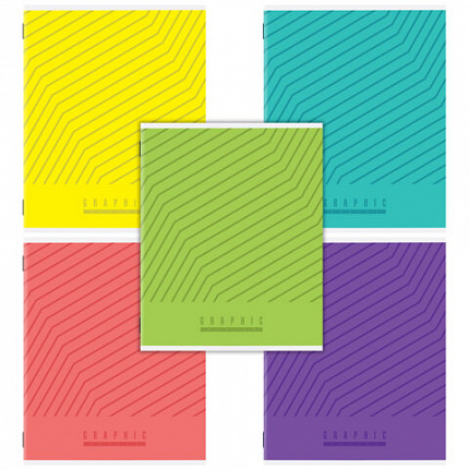 Тетрадь А5, 48 л., STAFF, скоба, клетка, офсет №2 ЭКОНОМ, обложка картон, ЯРКАЯ, 405624