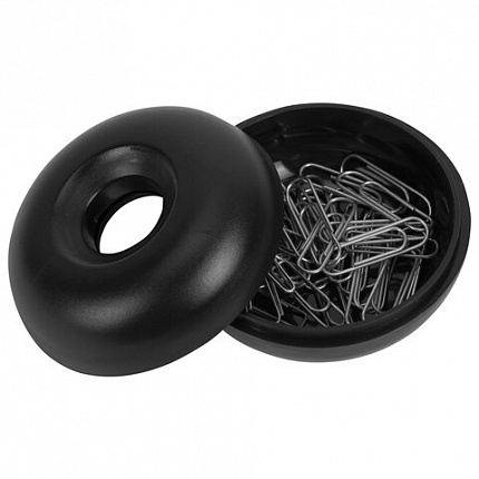 Скрепочница магнитная STAFF, прозрачный/черный корпус, 226825