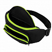 Сумка на пояс HEIKKI RIO (ХЕЙКИ), карман, регулируемый ремень, черная/салатовая, 30х12x10 см, 272615