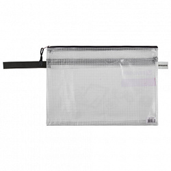 Папка-конверт на молнии А4 (335х243 мм), 2 отделения, ПВХ, прозрачная, 0,3 мм, BRAUBERG "Solid", 223889