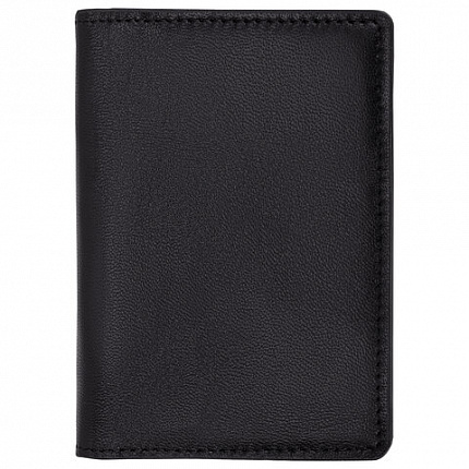 Обложка для паспорта и документов 7 в 1 натуральная кожа, без тиснения, черная, BRAUBERG, 238196