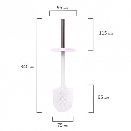 Ершик для унитаза с подставкой, металл, белый, глянцевый, LAIMA, 604962