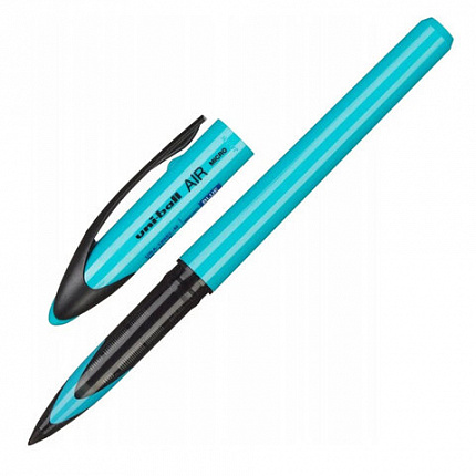 Ручка-роллер Uni-Ball "AIR Micro", СИНЯЯ, корпус голубой, узел 0,5 мм, линия 0,24 мм, 15951, UBA-188-E BLUE