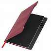 Блокнот А5 165x218 мм, BRAUBERG "Perfect", под кожу софт-тач, держатель для ручки, 80 листов, клетка, бордовый, 116616