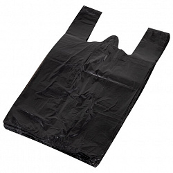 Пакет "майка" КОМПЛЕКТ 100 штук, 28+15х55, ПНД черный, 15 мкм, LAIMA, 700788