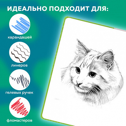 Скетчбук, белая бумага 140г/м 130х210мм, 80л, софт-тач, резинка, BRAUBERG ART CLASSIC, "Green mood", 117778