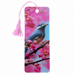 Закладка для книг с линейкой 3D-ОБЪЕМНАЯ BRAUBERG, "Птичка на ветке", с декоративным шнурком, 125773