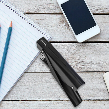 Степлер-плаер BRAUBERG "Extra Easy Press", №24/6, до 30 листов, металлический корпус, черный, 228569