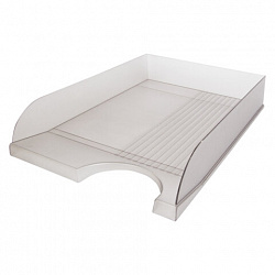 Лоток горизонтальный для бумаг BRAUBERG "Standard", 350х253х65 мм, тонированный серый, 238348