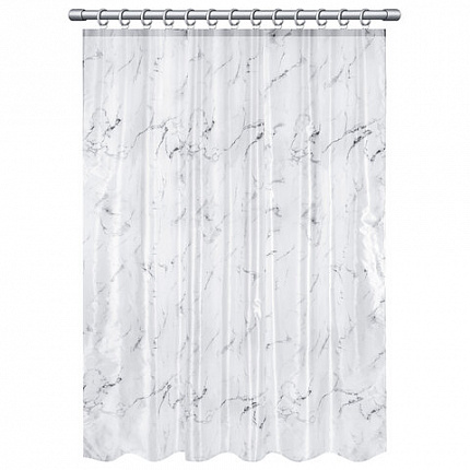Шторка для ванной ПОЛИЭСТЕР, 180х180 см, кольца в комплекте, БЕЛЫЙ МРАМОР, PRIMILA (ПРИМИЛА), 700079