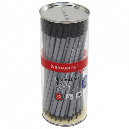 Карандаш чернографитный BRAUBERG "ULTRA", 1 шт., HB, с ластиком, пластиковый, 181711
