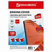 Обложки пластиковые для переплета А4, КОМПЛЕКТ 100 штук, 150 мкм, прозрачно-красные, BRAUBERG, 530937