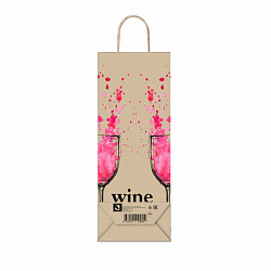 Крафт-пакет бумажный "Wine not?" 15х8х39 см, с кручеными ручками, плотность 80 г/м2, 115809