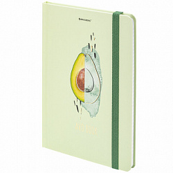 Блокнот с резинкой в клетку 96 л., А5, 145х203 мм, твердая обложка с фольгой, BRAUBERG, "Avocado", 113733