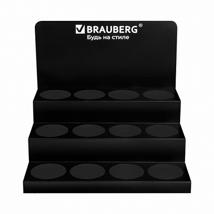 Металлическая подставка под ручки и карандаши в тубах BRAUBERG, 12 отделений, 39x39x3