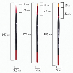 Кисти BRAUBERG PREMIUM, набор 5 шт. (синтетика, круглая № 1, 2, 3, 4, 5), блистер, 201025