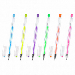 Ручки гелевые ПАСТЕЛЬ BRAUBERG "EXTRA", НАБОР 6 ЦВЕТОВ, узел 0,7 мм, линия 0,5 мм, 143910