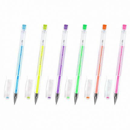 Ручки гелевые ПАСТЕЛЬ BRAUBERG "EXTRA", НАБОР 6 ЦВЕТОВ, узел 0,7 мм, линия 0,35 мм, 143910