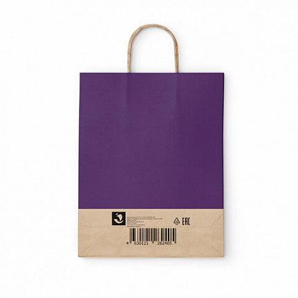 Крафт-пакет бумажный "Dark violet" 26х15х35 см, с кручеными ручками, 80 г/м2, моноцвет, 112405
