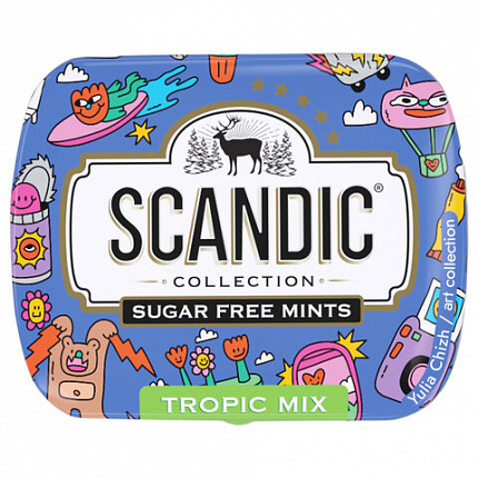 Драже освежающие SCANDIC без сахара со вкусом "Тропический микс", 14 г