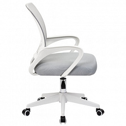 Кресло CROMEX (КРОМЕКС) "Top CH-695W", с подлокотниками, пластик белый, сетка/ткань TW, серое, 533067