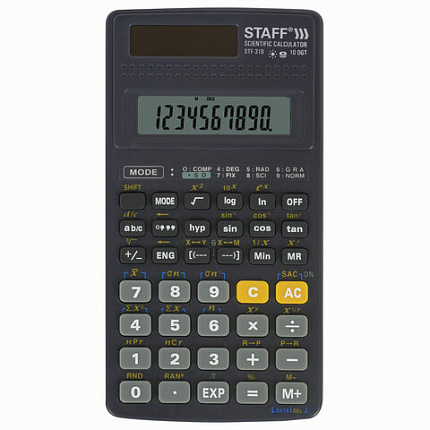 Калькулятор инженерный STAFF STF-310 (142х78 мм), 139 функций, 10+2 разрядов, двойное питание, 250279